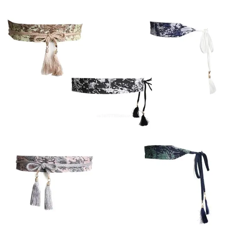 

Изысканный пояс Hanfu для женщин, платье с запахом, платье с лямкой на шее, широкий пояс с завязками, Прямая поставка