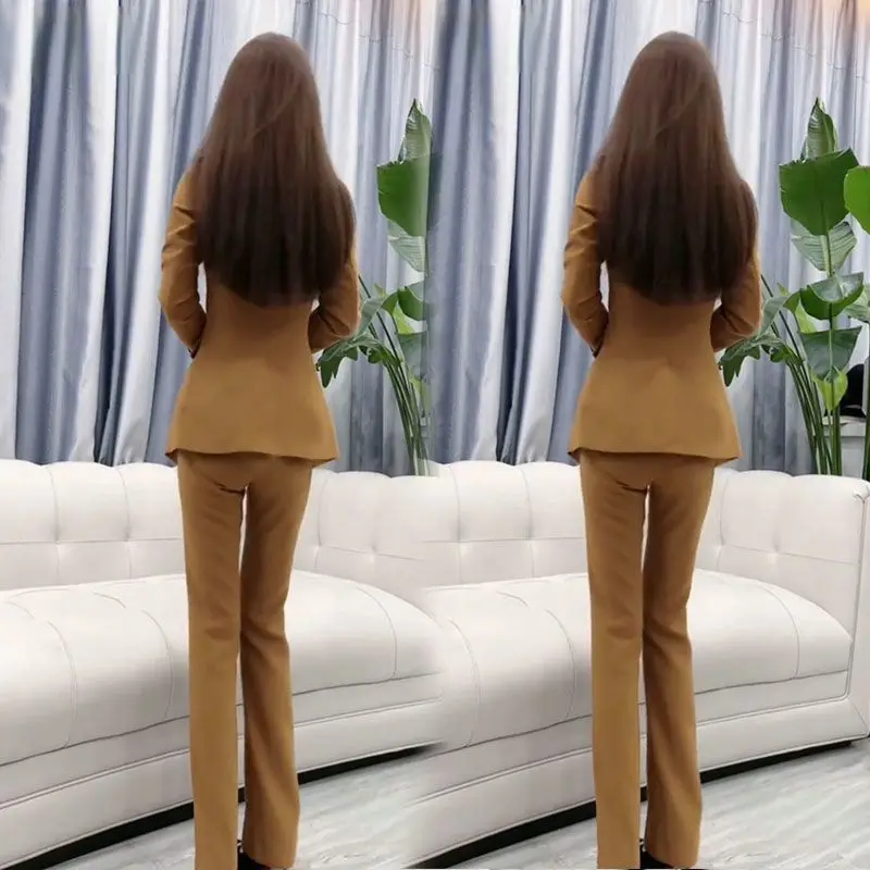 Summer New Slim Fit Jacket Blazer Pencil Pants Two Piece Set Elegant Women's Pants Suit Office Manager Outfits Clothing