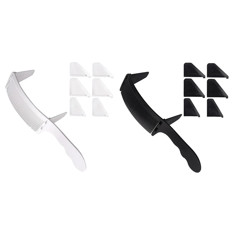 

1 Set Barber Hair Cutting Comb Salon Hairdressing Clipper Curved Comb Fit For Men Hair Styling Tool White