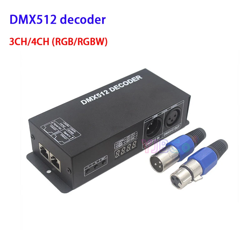 

DC 12V 24V RGB/RGBW Light Tape Controller 3CH/4CH DMX512 decoder with digital display DMX to PWM 3CH*8A 4CH*4A LED Strip Dimmer