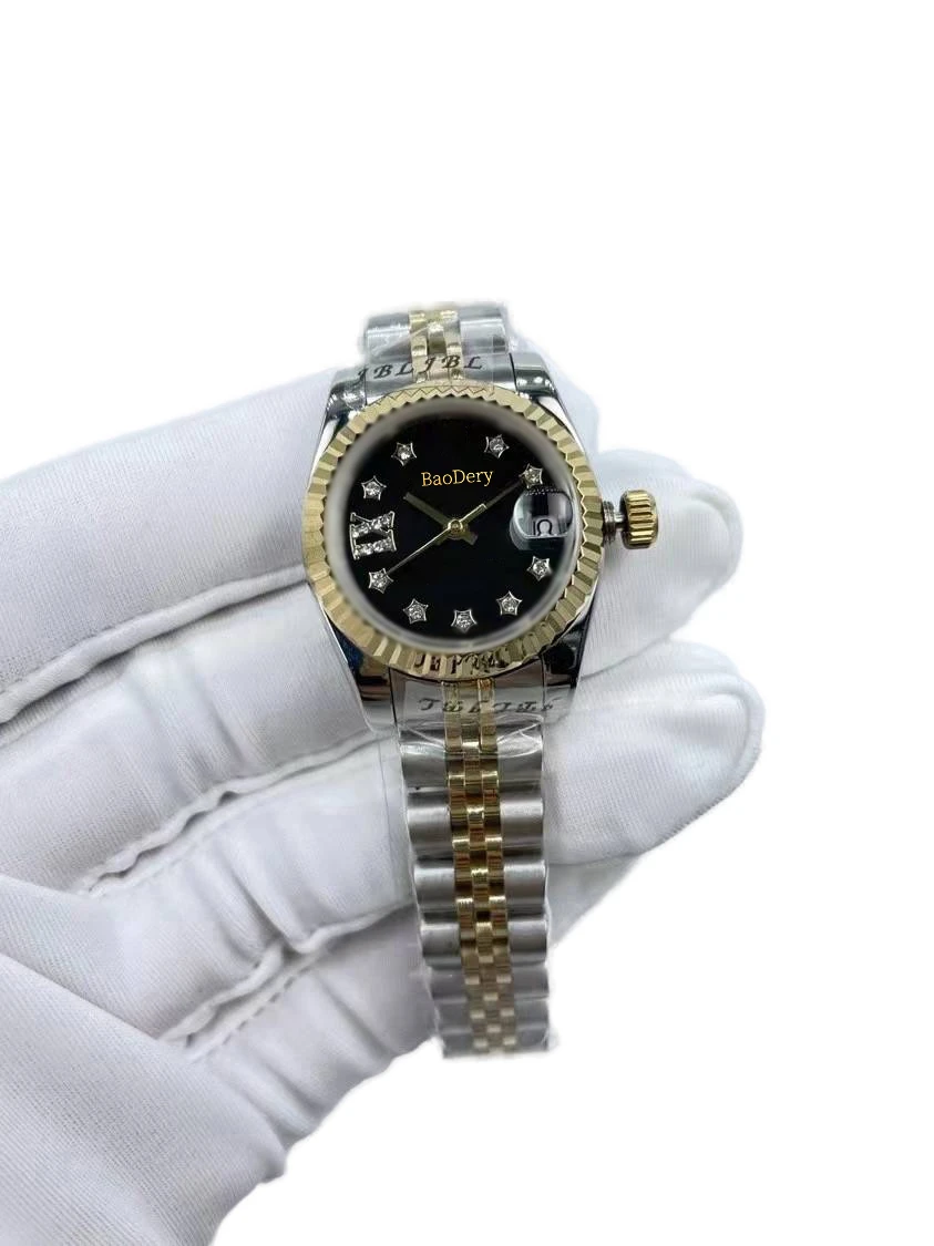 Custom Logo26mmМодные женские часы бриллиантовые сапфировые зеркала механические