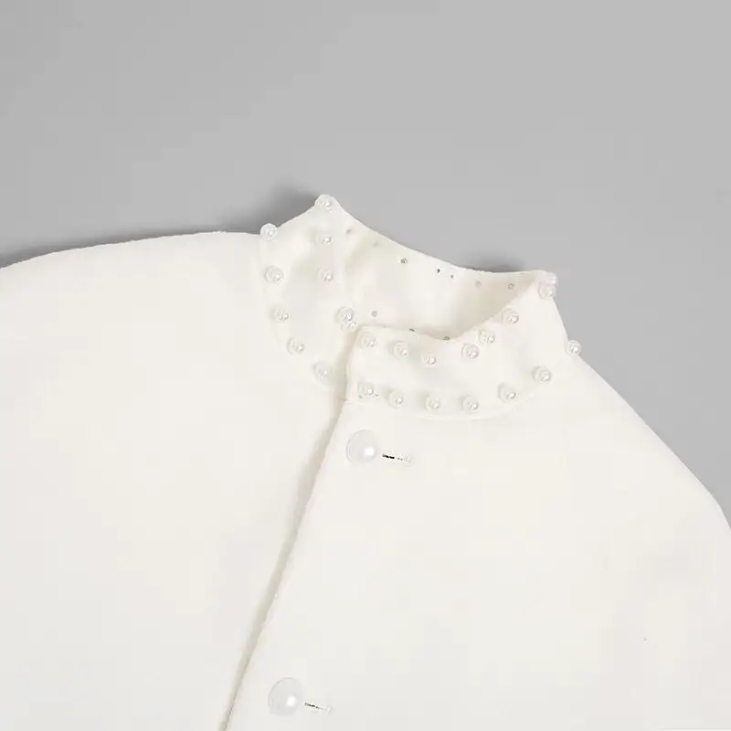 Women Faux Fur White Cardigan Coat Wool Blend Spring Autumn Winter Elegant Faux Fox Fur Ladies Fashion Coat Fur Coat