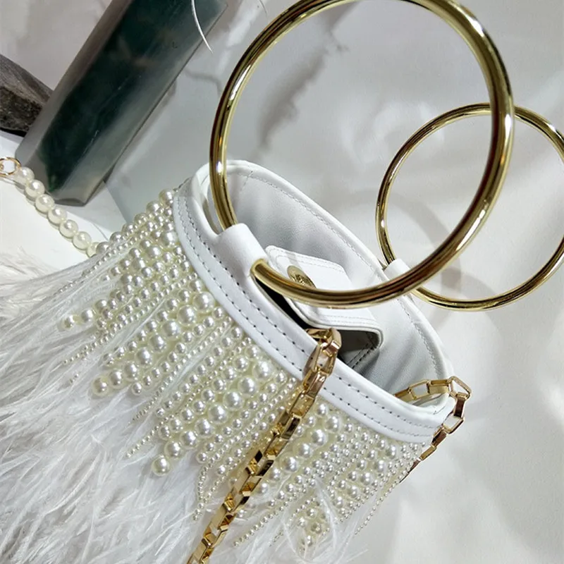 Роскошная вечерняя сумка-клатч с жемчужной кисточкой дизайнерская сумка через