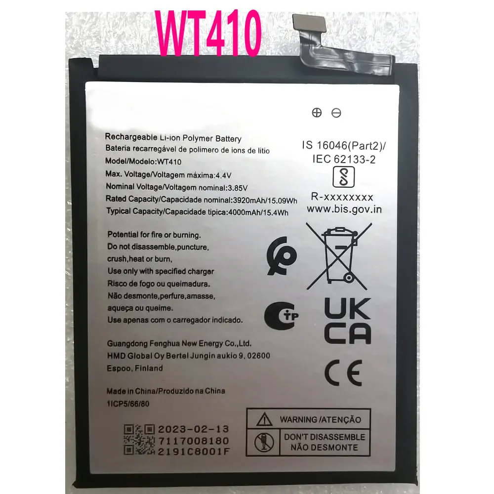 

Новый оригинальный запасной аккумулятор для Nokia WT410, 3,85 В, 4000 мАч