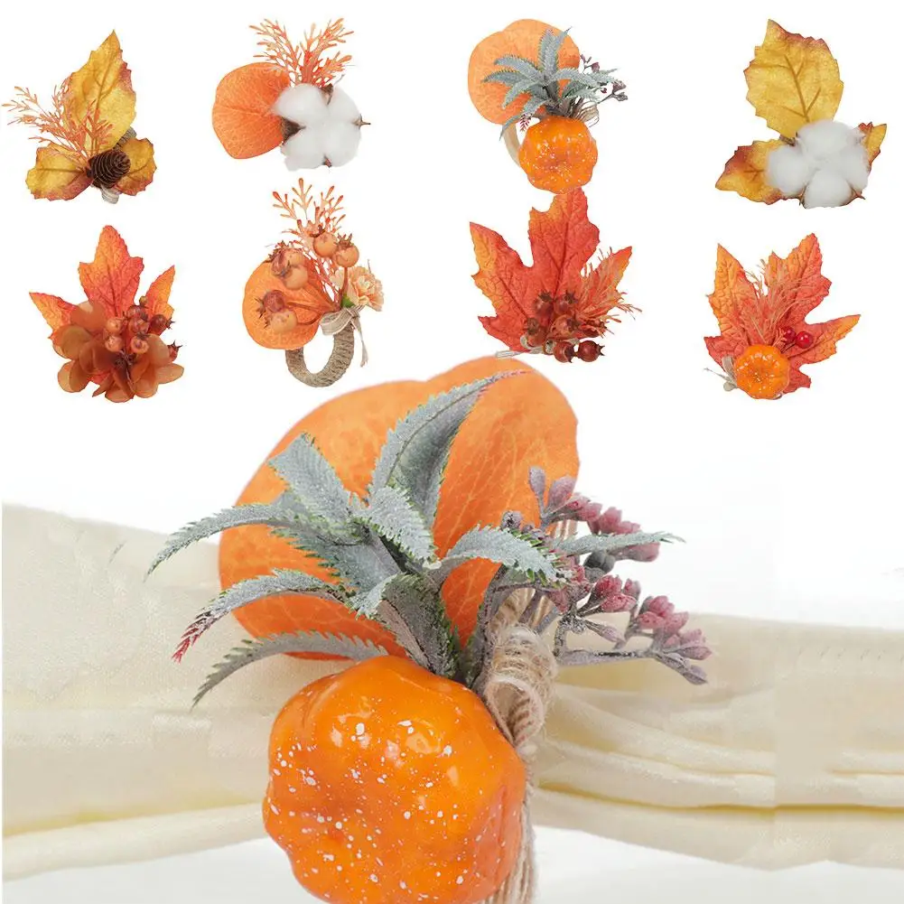 

Creative Halloween Decorative Napkin Thanksgiving Theme Pumpkin Napkin Decorative Flower Buckle Simulated Harvest Napk Z9N8