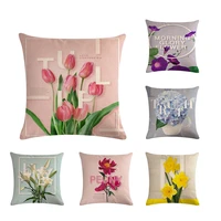 korean english letter cushion case glory floral peny cherry pillow cover outdoor cotton linen home decorating lumbar pillowzy495