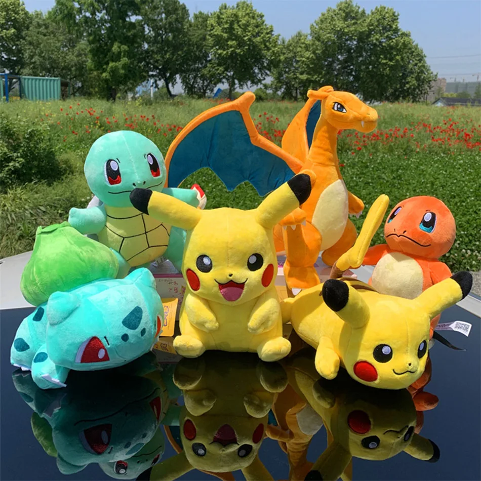 

25cm Pokemon Pikachu Plush Doll Anime Kawaii Squirtle Charmander Bulbasaur Stuffed Toys Cartoon Children Birthday Christmas Gift