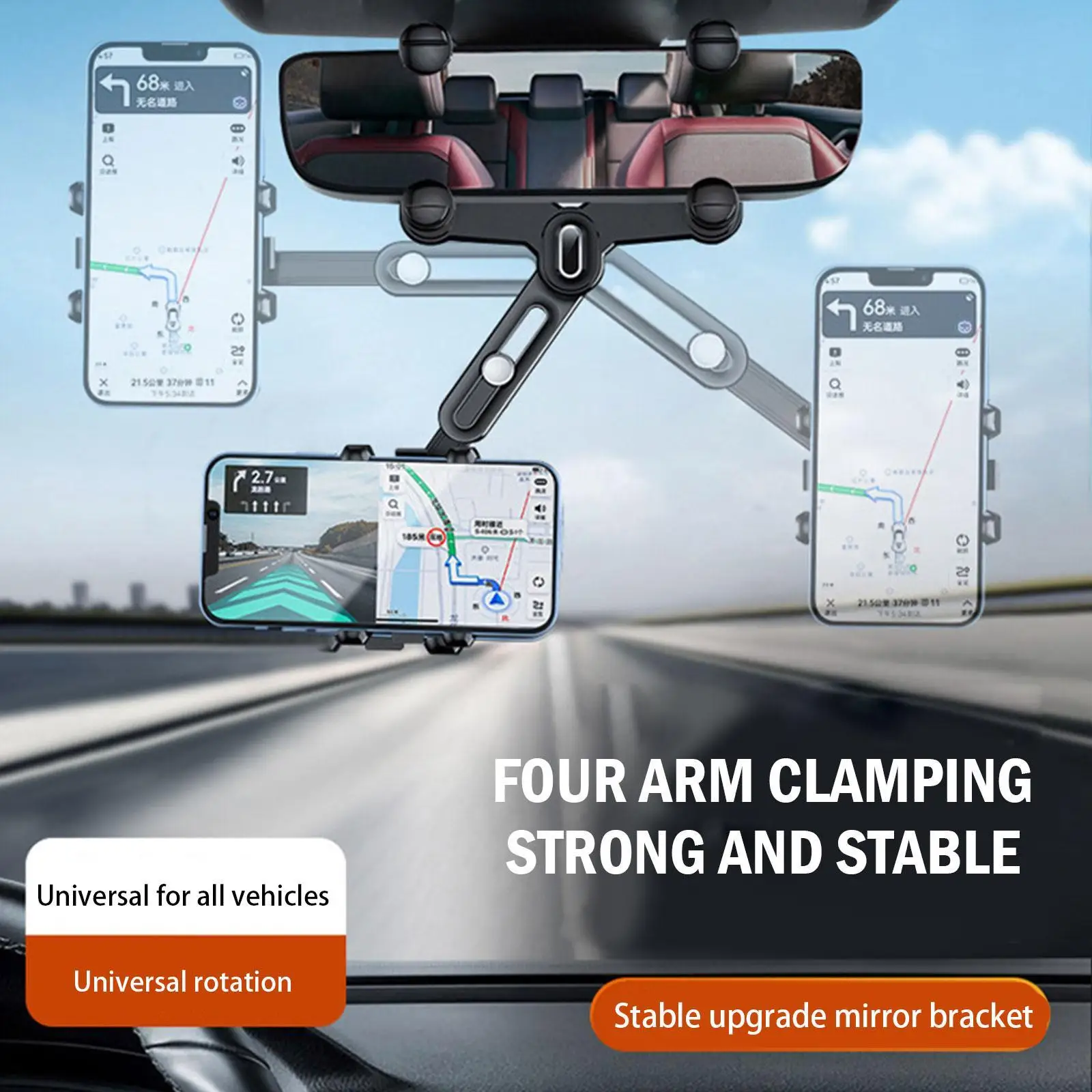 

Car Phone Holder Multifunctional 360 Degree Rotatable Auto Rearview Mirror Seat Hanging Clip Bracket Cell Phone Holder For Car