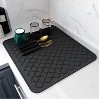 black simple household drain pad thickened non slip high temperature resistant kitchen countertop pattern tableware mat