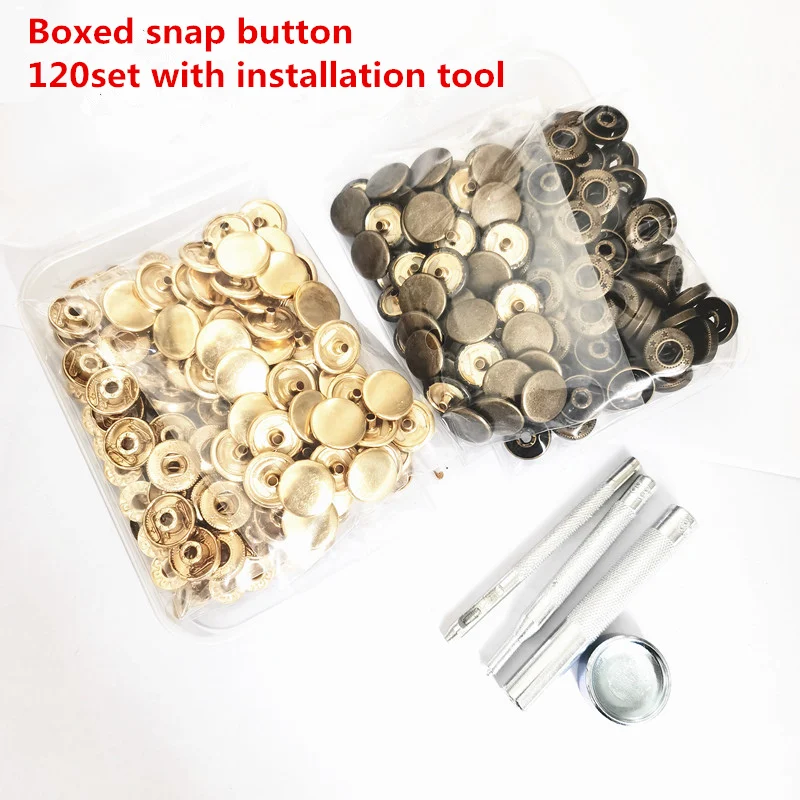 

120sets Snap Fasteners Metal Snaps Press Button Studs Optional Installation Tools Kit Button Type Decoration Set Type Shape