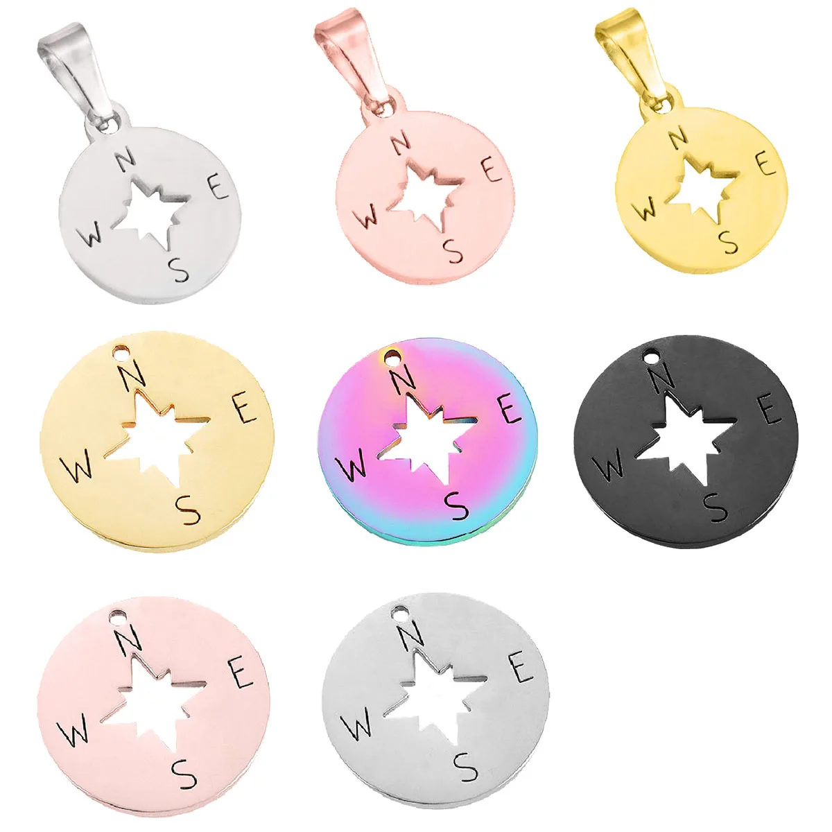 

5Pcs Stainless Steel 5 Colors Compass Charms Pendant DIY Gifts Jewelry Making Necklace Earrings Handcrafted Supplies Accessories