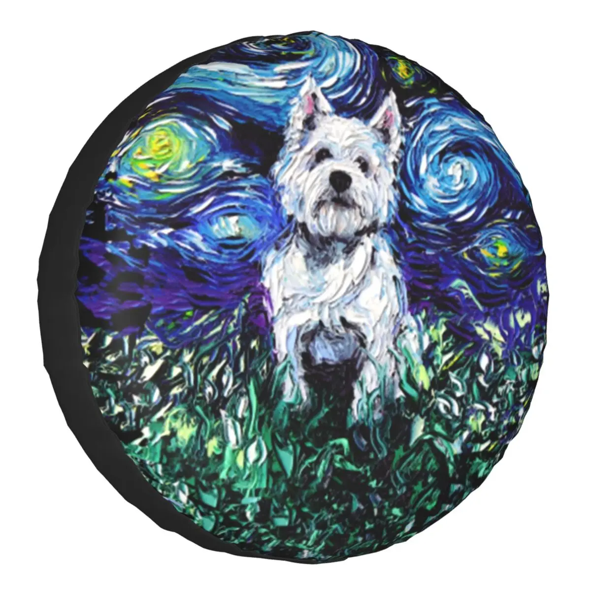 

Westie Night Spare Wheel Tire Cover West Highland White Terrier Dog For Jeep RV SUV Camper Vehicle Accessories 14-17 Inch