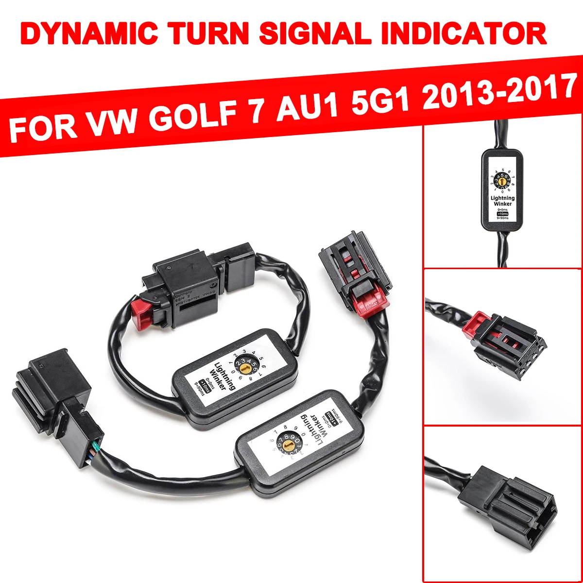 

LED Taillight 2PCS Indicator For VW Golf 7 Black Dynamic Turn Signal Add-on Module Cable Wire Harness Left & Right Tail Light