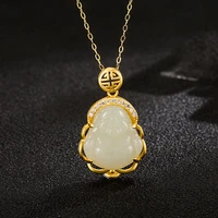 exquisite cute zircon jade buddha necklace men and women simple fashion clavicle chain new year pendant jewelry gift