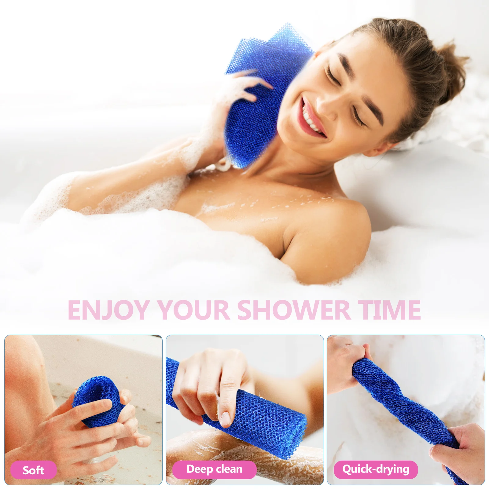 

4 Pcs Bath Towel African Net Shower Skin Scrubbers Exfoliating Silicone Body Wash Sponge Nylon Miss