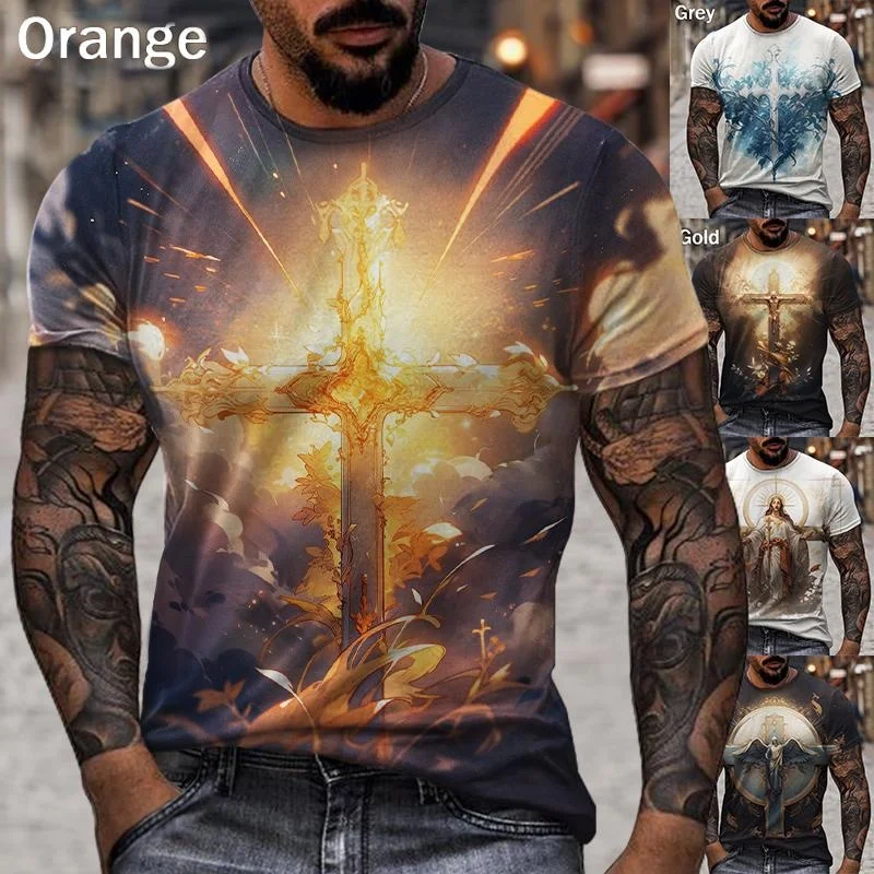 

Men's Fashion Casual Street Cross 3d Printing T-Shirt Hip Hop Cool T-Shirt