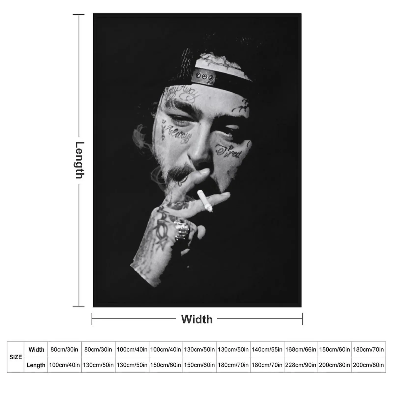 Фото Плед Posty Malone Universary для дивана, декоративное одеяло для пикника, плед для дивана. №2