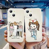 spain cartoon medicine doctor nurse phone case for iphone 13 12 11 pro max xsmax x xr 7 8 6s plus shockproof cover white fundas