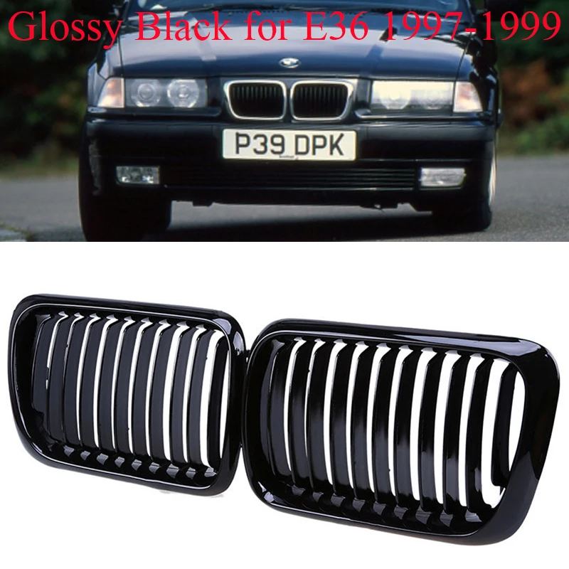 E36 Grille for BMW 318i 323i 325i 320i 328i ABS Front Replacement Hood Kidney Grill for Bmw 1997 1998 1999 Gloss Black