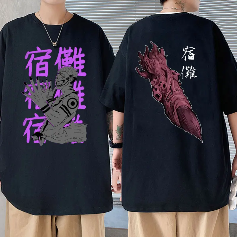 

Japan Anime Jujutsu Kaisen Ryomen Sukuna Double Sided Print Tshirt Men Vintage Oversized Streetwear Male Fashion Manga T-shirts
