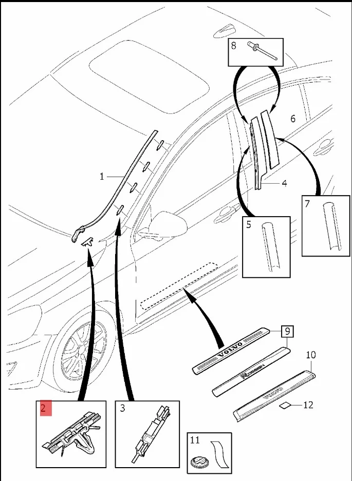 10 шт. переднее лобовое стекло боковой молдинг Нижний зажим для VOLVO V60 MK1 31304111