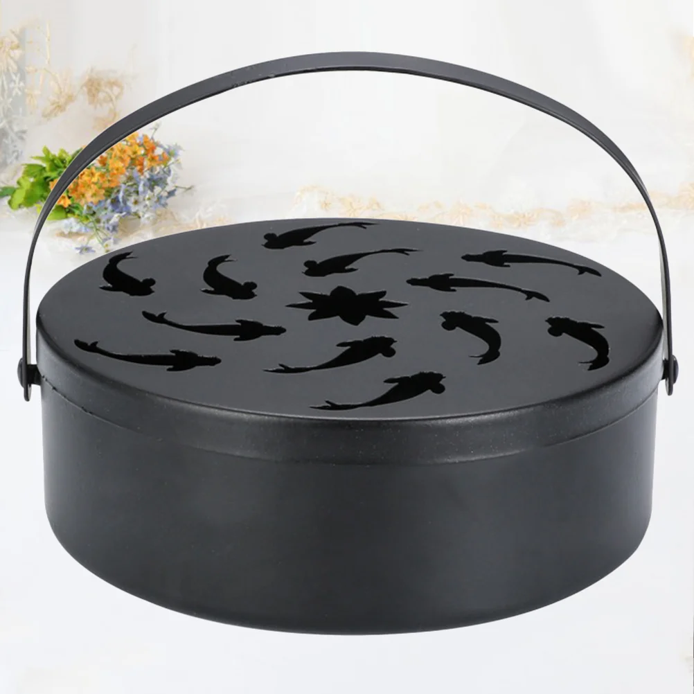 

Coil Mosquito Holderburner Box Metal Tray Outdoor Mosquitoshandle Iron Portable Retro Stand Rack Black Decorative Catcher Case