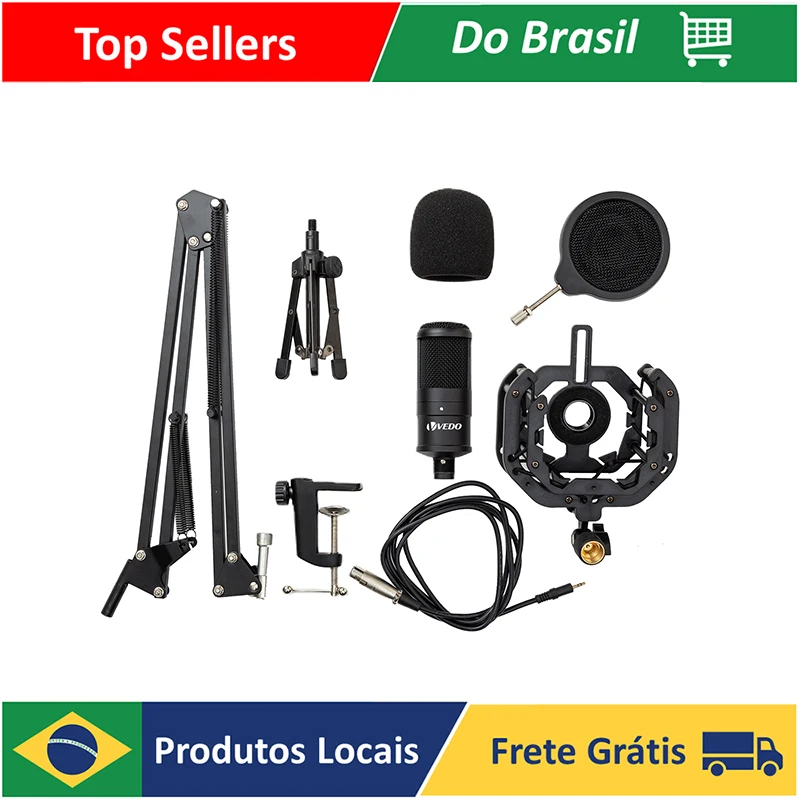 

3.5mm Professional Condenser Microphone Kit With Adjustable Scissor Arm Stand Shock Mount For PC YouTube Podcasting Streaming