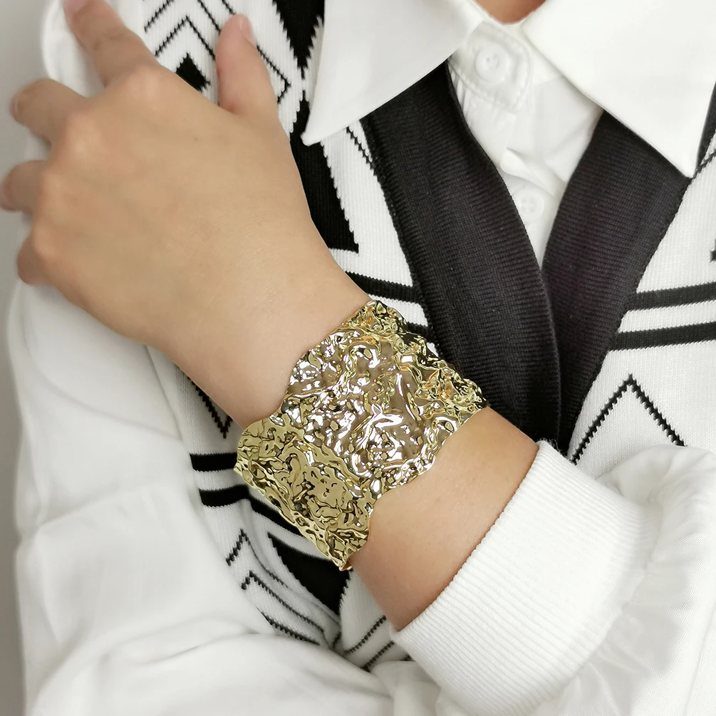 Модный металлический массивный браслет широкий Браслет-манжета для женщин