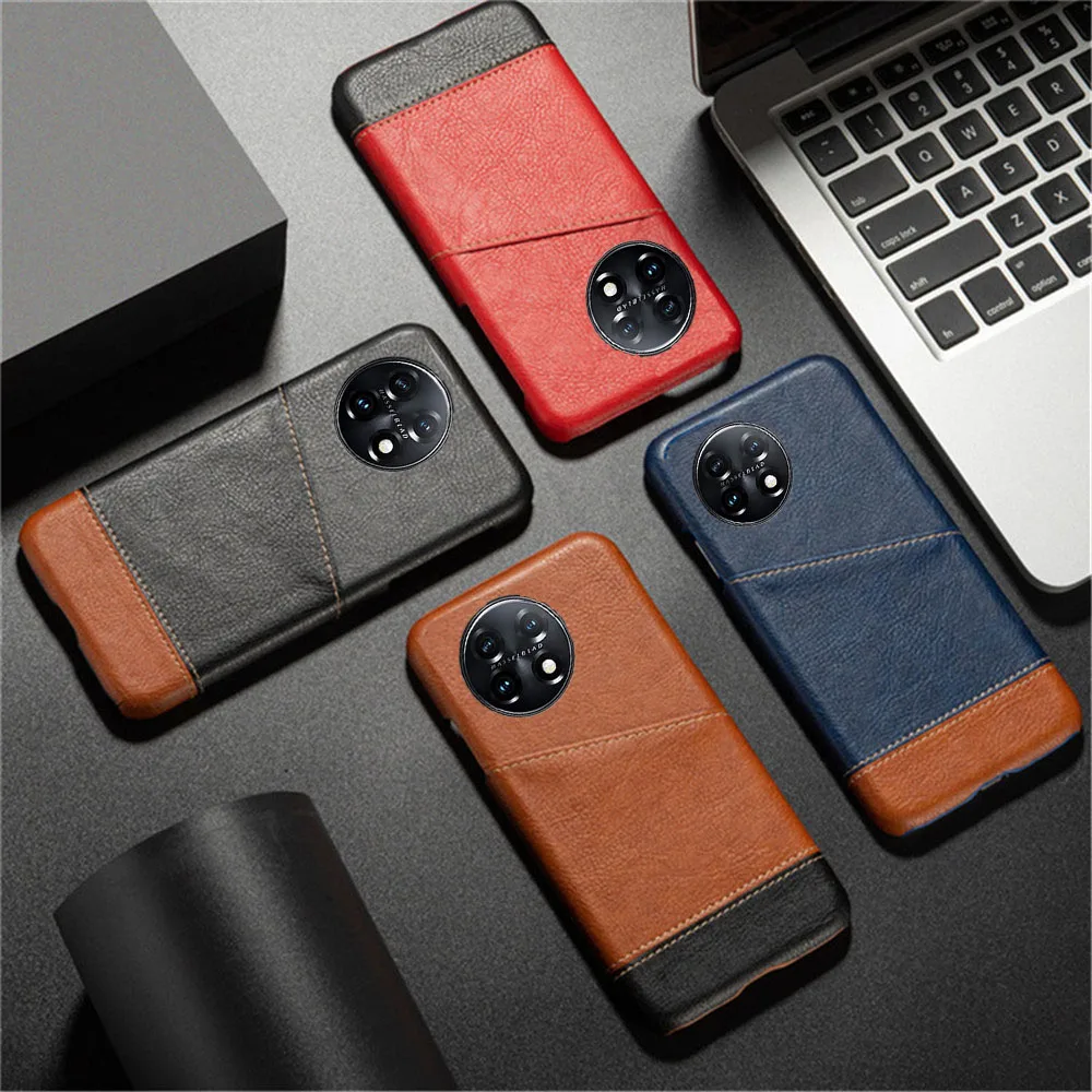 Тонкий чехол для Oneplus 11 из искусственной кожи с разными отделениями кредитных