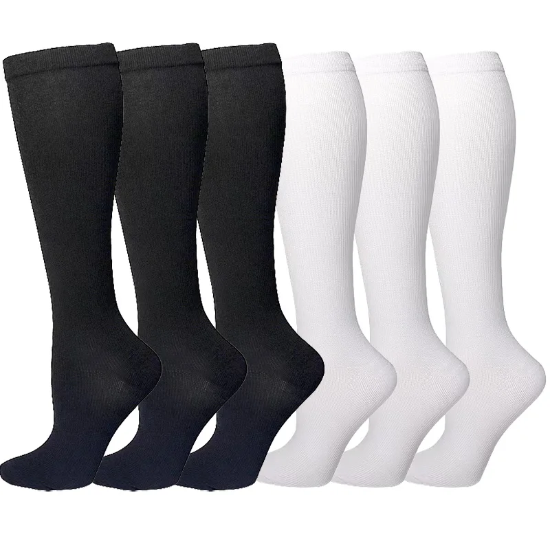 

7 Pairs Lot Pack Women Men Compression Socks Stockings Elastic Sports Beautiful Leg Running Nurse Climbing Cycling Socks Black