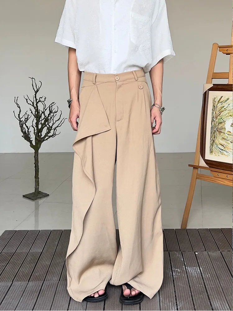 

Japanese retro irregular splicing design sense of wide leg culottes draped casual dress pants loose straight floor long pants