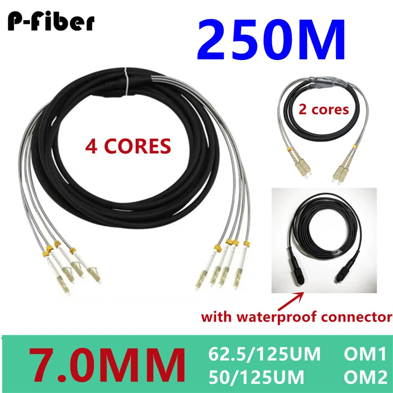 250 м 2/4 ядер наружный патчкорд 7 0 мм 2C 4C OM1 OM2 CPRI LC SC FC DVI водонепроницаемый FTTH