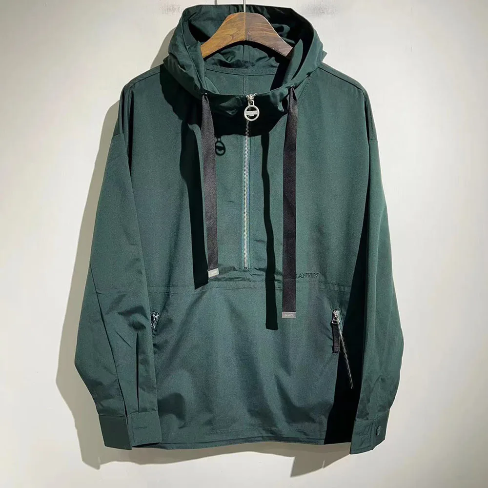 

2023ss LANV Placket Front Hooded Windbreaker Bomber Jacket Coat Varsity Jackets Men's Clothing Techwear Streetwear Clothes