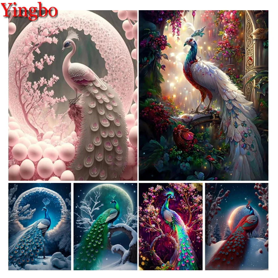 

5D DIY Diamond Embroidery Fantasy Peacock And Flower Rhinestone Pictures Diamond Painting Full Square Drill Wall Sticker