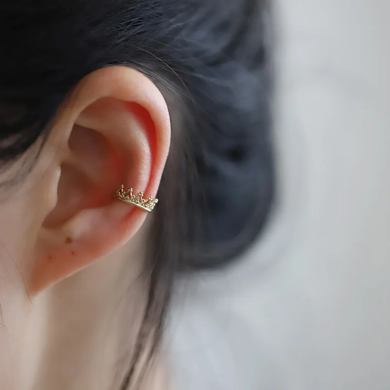 1 шт. Модные Позолоченные Серьги-каффы для ушей не пирсинг манжеты в форме короны