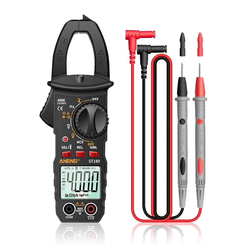 

ST180 Digital Clamp Meter Multimeter Ammeter Voltage Tester Car Amp Hz Capacitance NCV Ohm Test Digital Multimeter