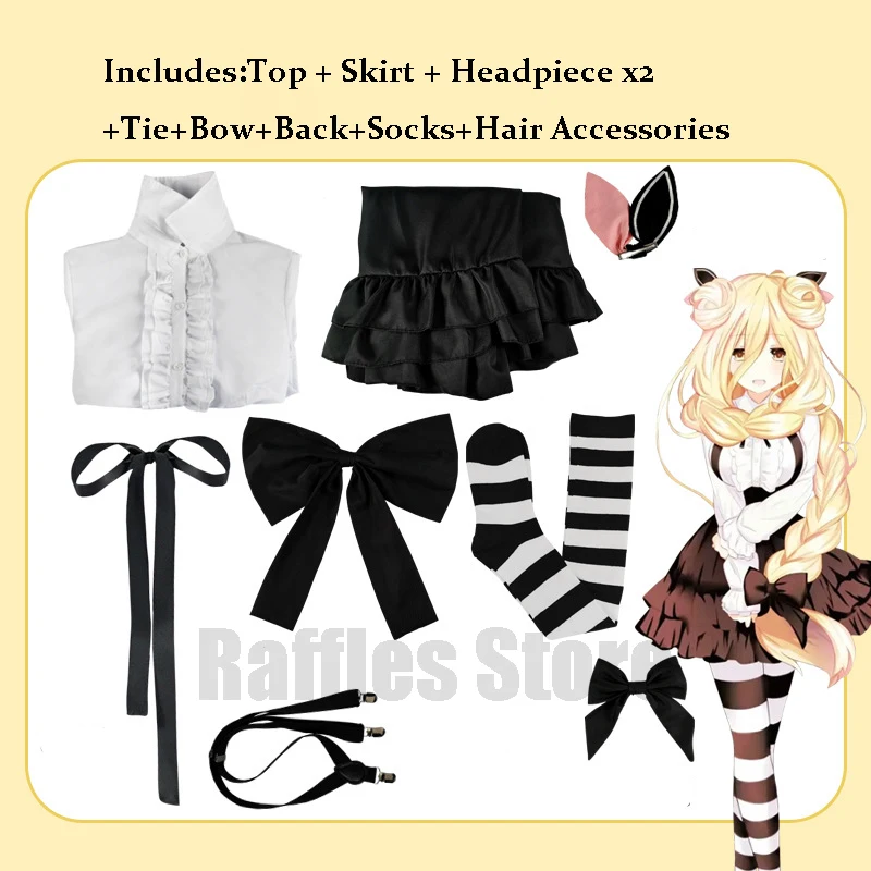 

Anime Date A Live Hoshimiya Mukuro Cosplay Costume Zodiac Tenth Elf Cute Princess Dress And Headwear Socks Cute Maid Dress