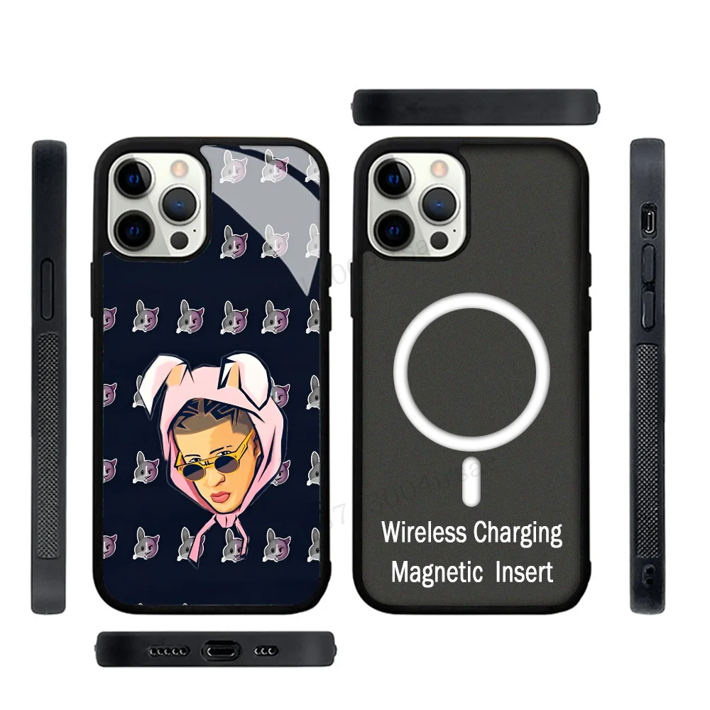B-Bad Bunny Maluma Ozuna Rapper Phone Case Mobile Cases for iPhone 15 14 13 Pro Max 11 12 Mini Alex Mirror TPU Shell
