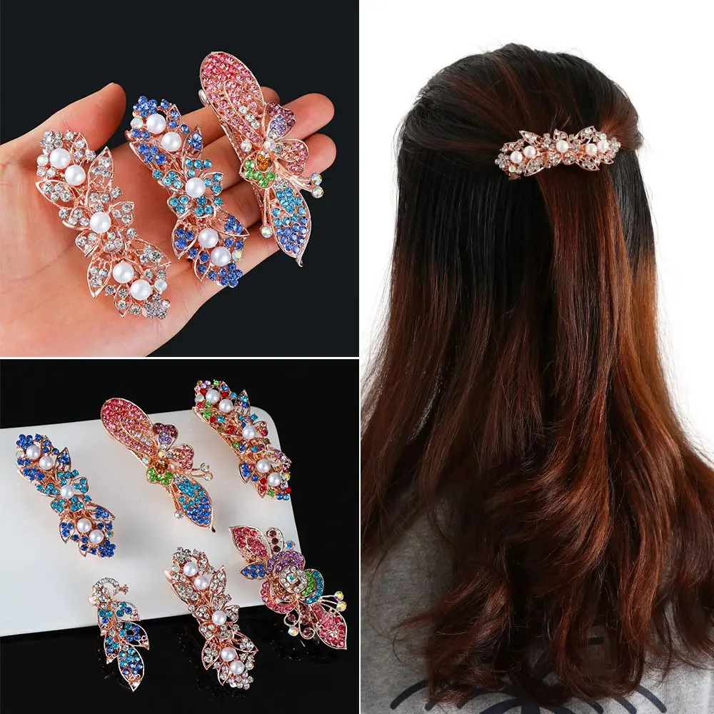 

Women Girls Metal Hair Accessories Luxury Crystal Rhinestone Hairpins Hair Clips Flower Hair Jewelry Wedding Crown