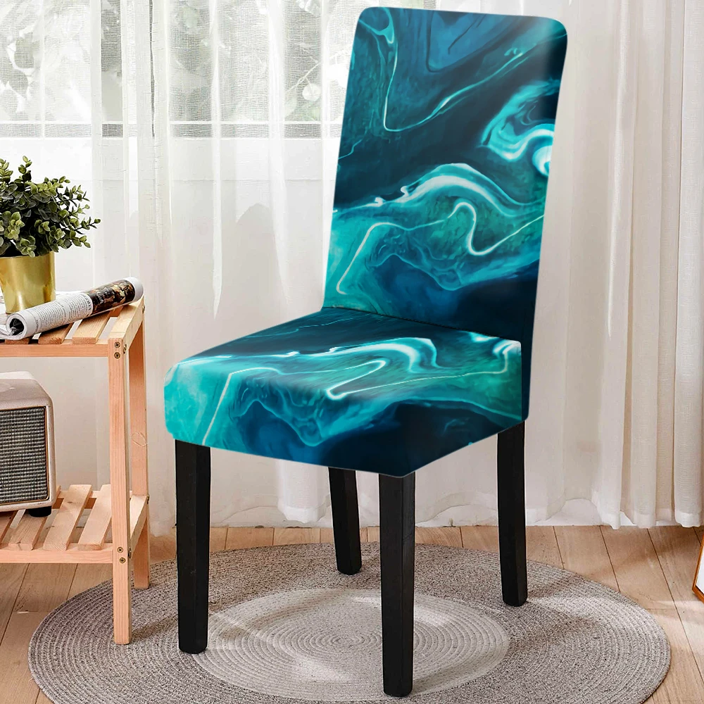 

Watercolor Printed Stretch Chair Cover Spandex Elastic Printing Dining Chair Slipcover Removable Anti-dirty Kitchen Seat Case