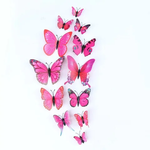 12 шт., декоративные настенные ПВХ обои в виде бабочек