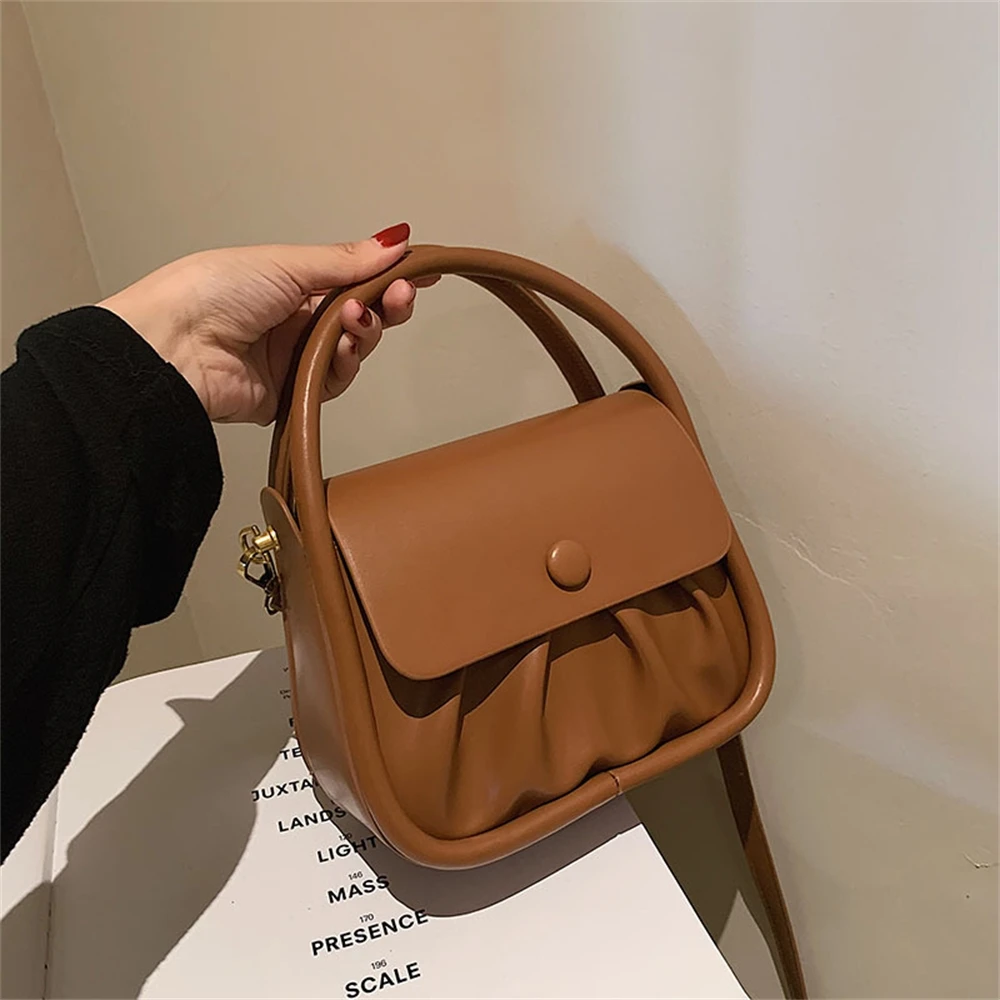 

Vintage single PU leather women's handbag, small bag with short handle, luxury handbag, winter trend