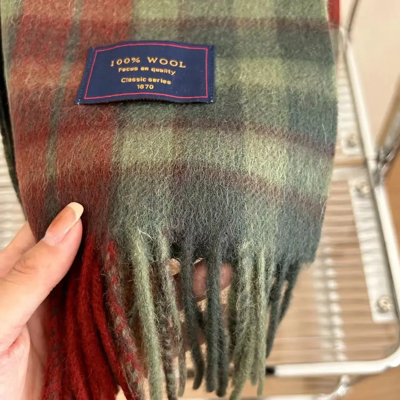 Универсальный Зимний клетчатый шарф из 100% шерсти теплый кашемировый