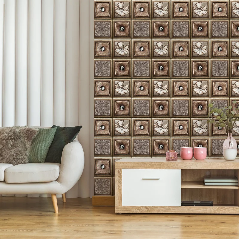 

10Pcs Self Adhesive 3D Wall Stickers PVC Wallpaper Waterproof Paster for Living Room Bedroom TV Backdrop Home Decoration