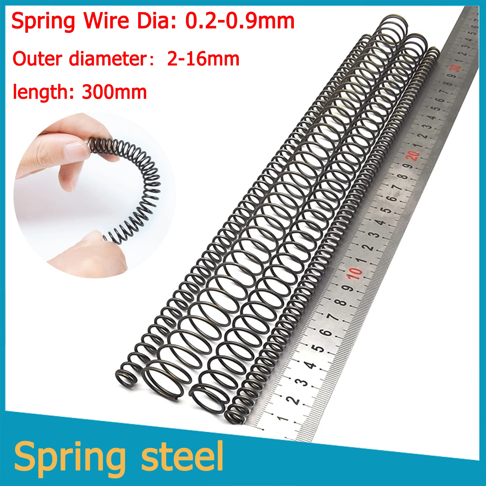 

Компрессионная пружина из стали, диаметр 0,2-0,9 мм, длина 300 мм