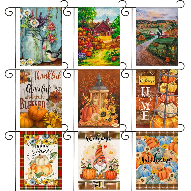 

Autumn Garden Banner Yard Vertical Decoration Hello Autumn Pumpkin Sunflower Autumn Outdoor Decor Garden Banner