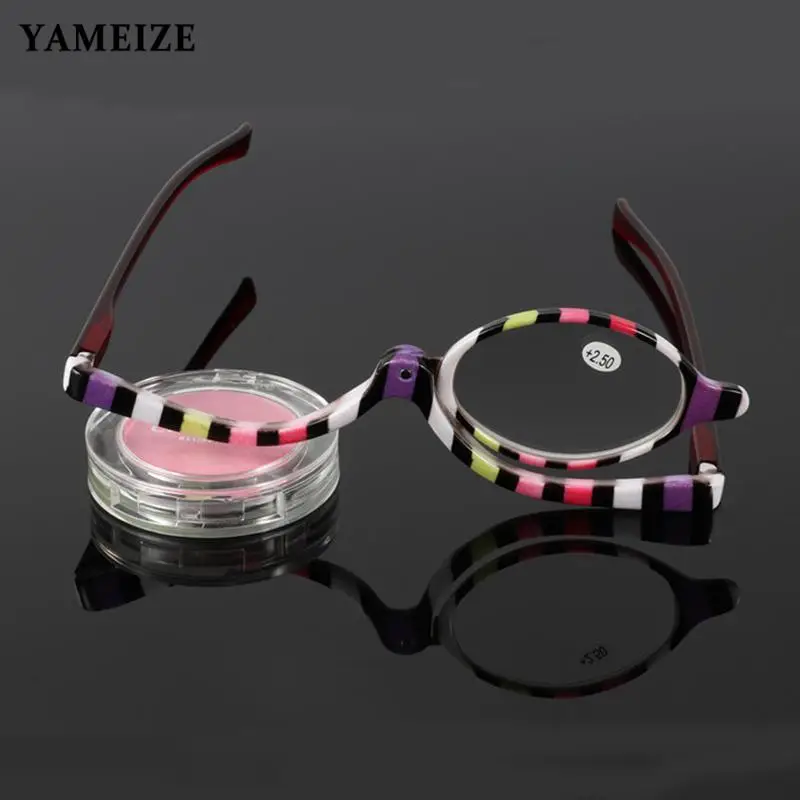 

Очки для чтения женские односторонние, брендовые увеличительные флип-очки для макияжа, модные вращающиеся косметические аксессуары