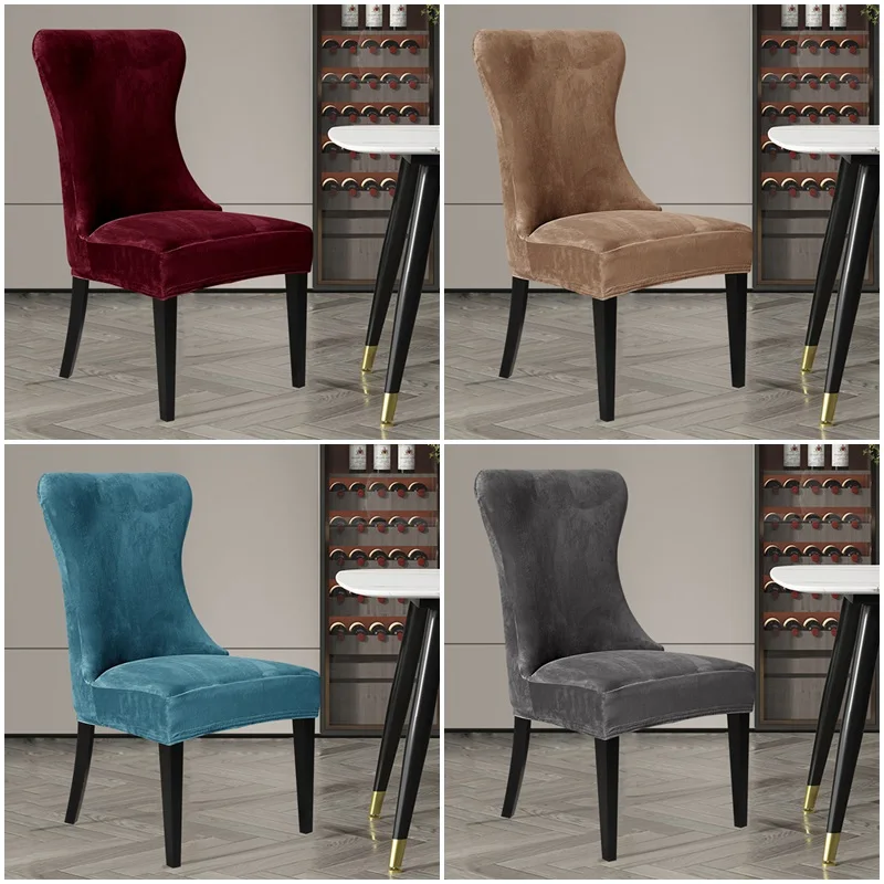 

Velvet Wedding Chair Covers Curved Dining Chair Covers Nordic Style Stretch Garden Chair Slipcovers for Hotel Home Living Room