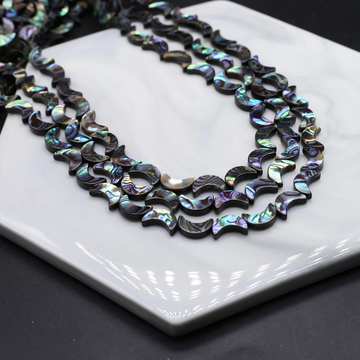 Natural Abalone Shell Beads Moon Shape Loose Spacer Bead for Jewelry Making Women Bracelet Necklace Accessories