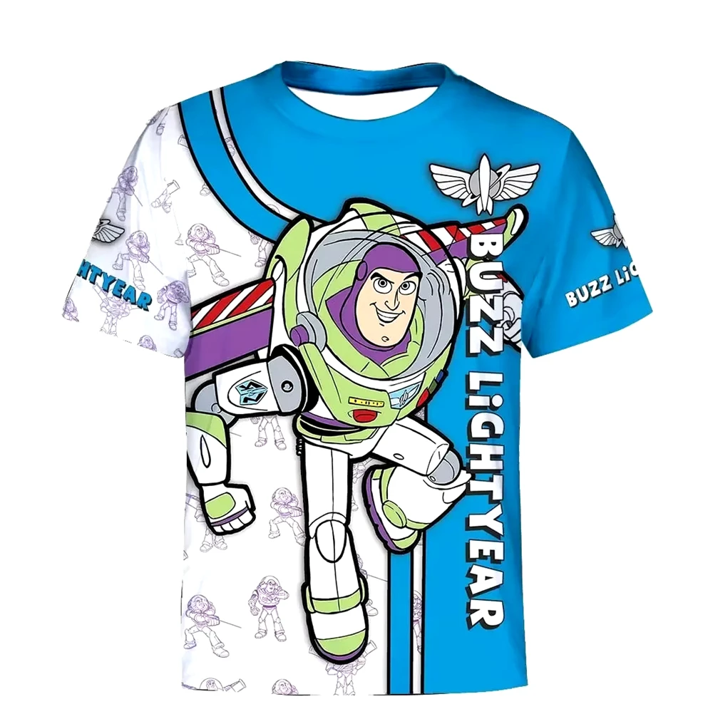 Vêtements d'été pour enfants Disney Buzz Lightyear Футболки imprimés en 3D Motif de dessin анимиema à la mode Hauts